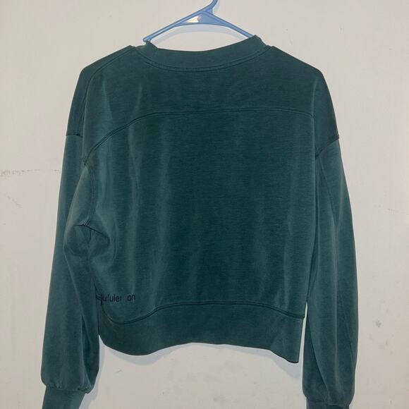 Lululemon Perfectly Oversized Cropped Crew Green Jasper Size 2 - Picture 6 of 6